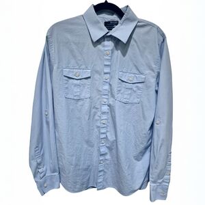 Murano Light Blue Button Down Shirt Large Slim Fit Long Sleeve